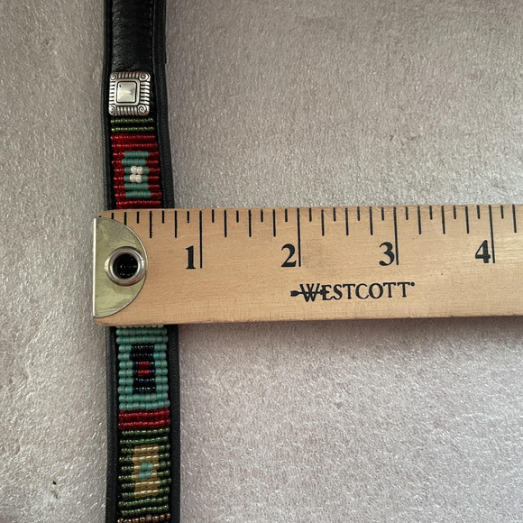 Vintage 90s Brighton Belt Women Small Black Leather Beaded Southwestern Western - Picture 7 of 9